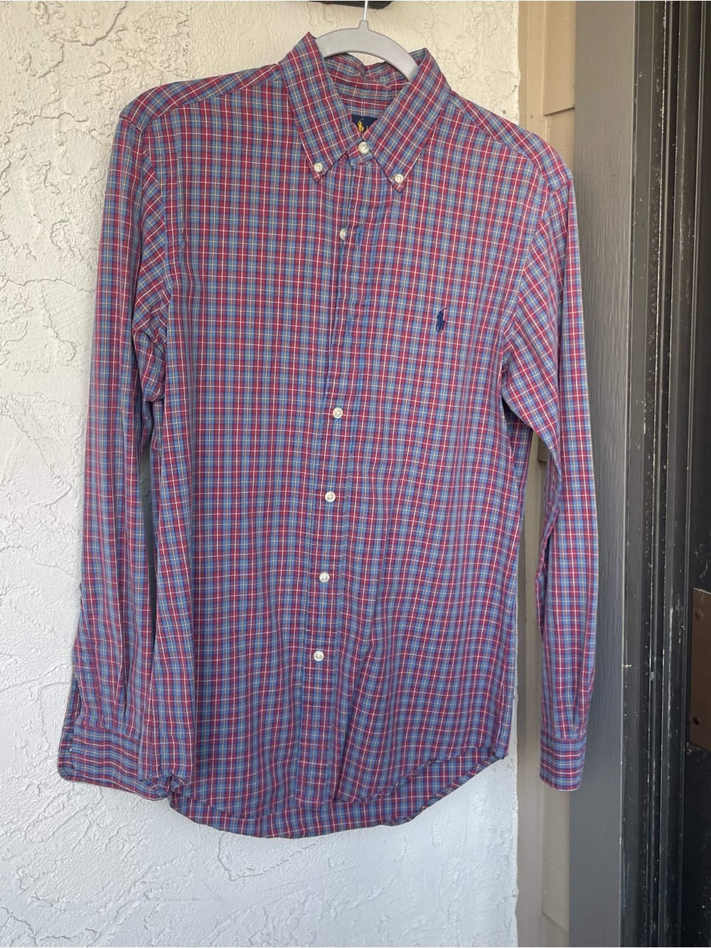 Ralph Lauren Men’s Long-Sleeve Plaid Button-Down Shirt - Blue & Red
